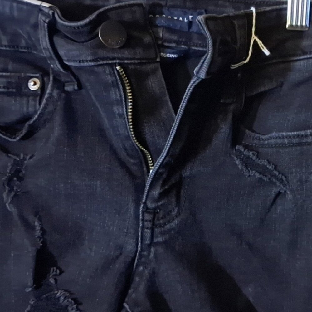 Aéropostale Dark Wash Distressed Skinny Jeans Size 00 Reg Stretch Ripped Grunge